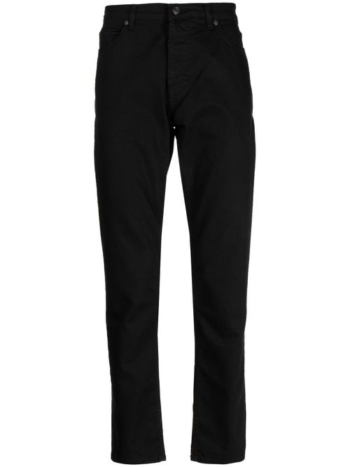 Logo-patch stretch tapered jeans - Black