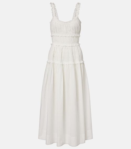 Dôen Marianne ruffled cotton poplin midi dress