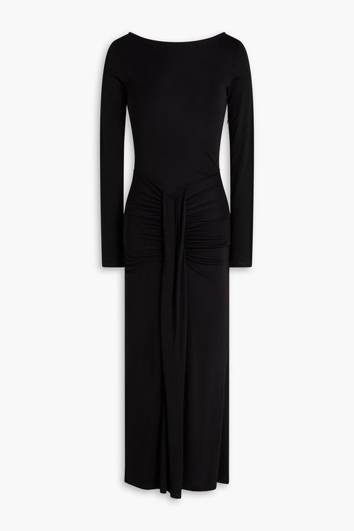 Gres draped jersey midi dress - Black - S
