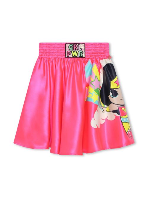Cartoon-print A-Line skirt - Pink