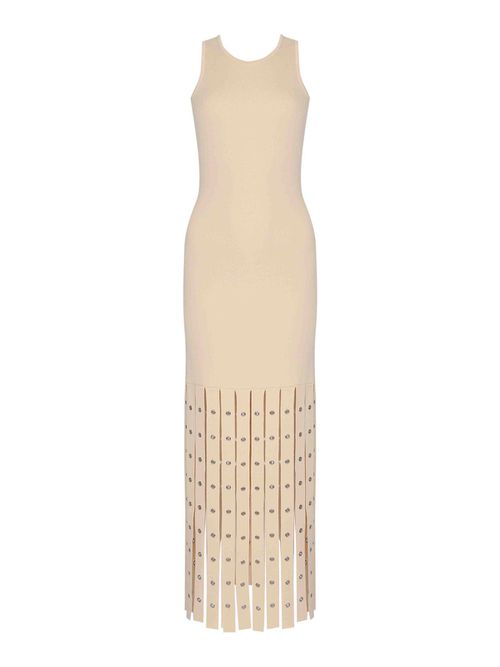 Viscose knit dress with fringes