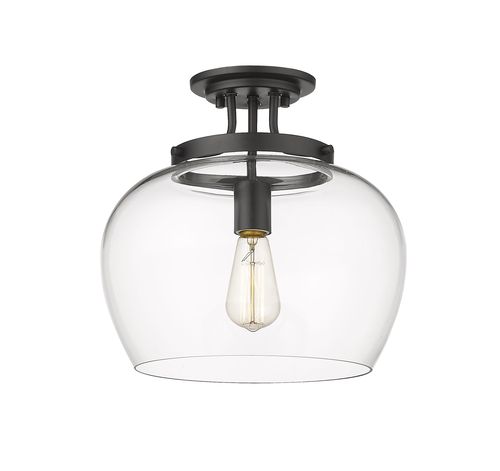 Joliet 1-Light Semi Flush Mount Ceiling Light In Matte Black