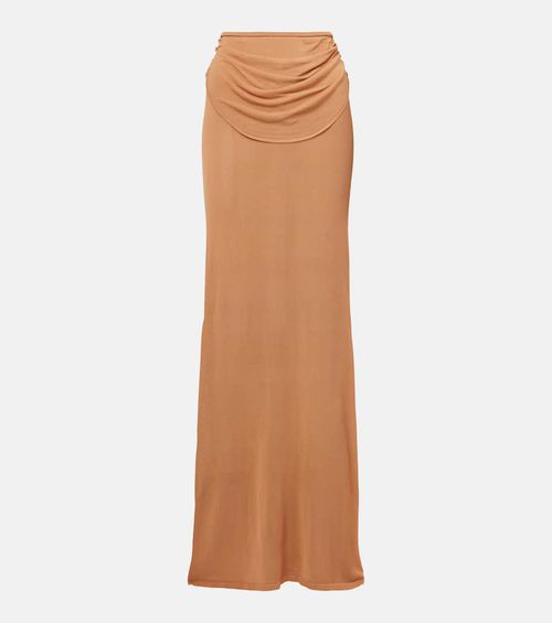 Draped semi-sheer maxi skirt