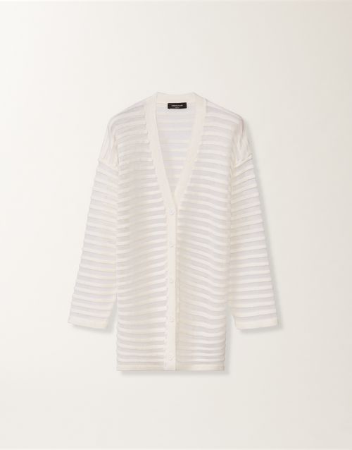 White cotton and linen cardigan with sequins