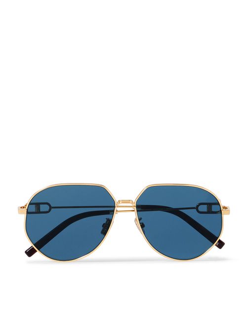 CD Link A1U Round-Frame Gold-Tone Sunglasses