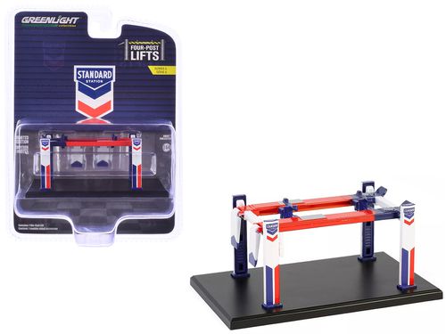 Adjustable Four-Post Lift "Standard Oil" Red White and Blue "Four-Post Lifts" Series 6 1/64 Diecast Model by 