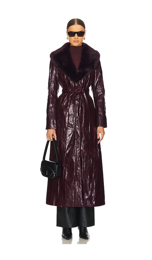 Kim Shui MANTEAU AVEC COL IMITATION FOURRURE BORDEAUX en Wine. M. Also en