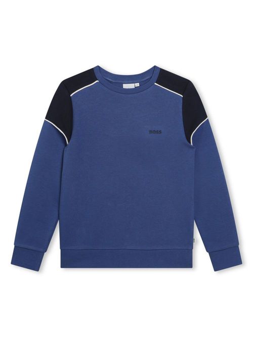 Panelled logo-print cotton sweatshirt - Blue