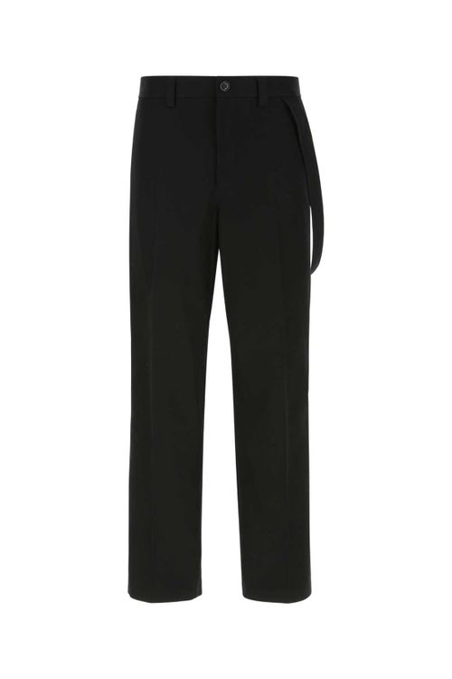 Cotton Wide-Leg Trouser — Black