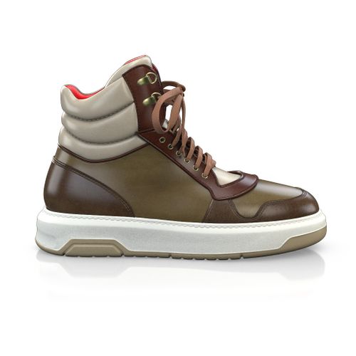 Baskets dernier cri Homme Faites main en Italie en Cuir Olive Vert - Sur Mesure - GIROTTI