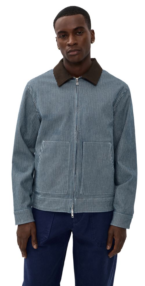 Robert Striped Denim Jacket Dark Navy