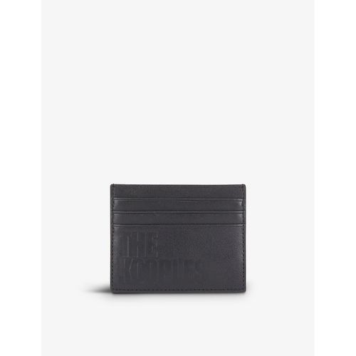 Black Brand Logo-embossed Leather Card Holder 