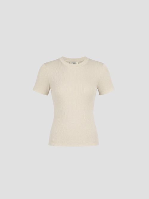 Ruffled T-Shirt with Corozo Buttons
