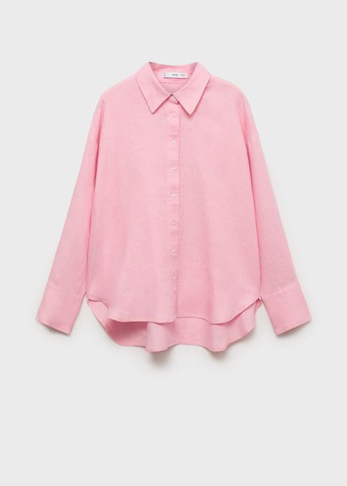 Linen oversized shirt light pink - Woman - 