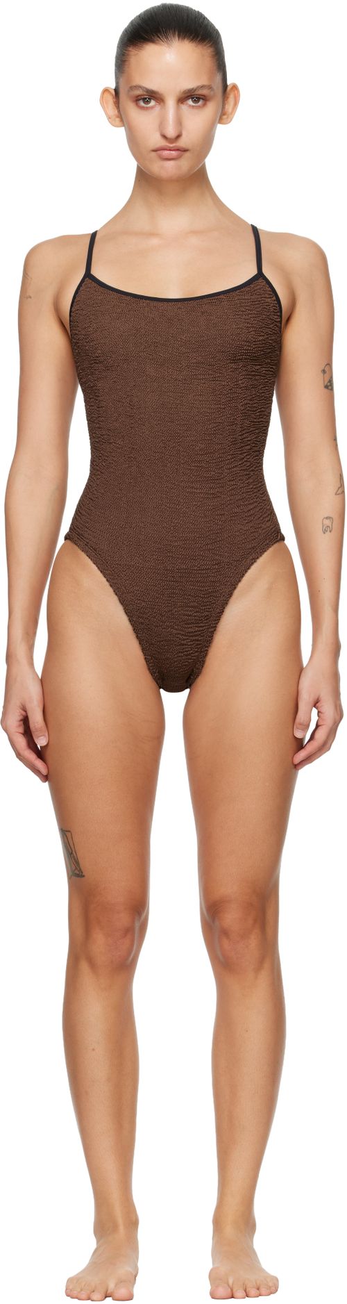 Brown Pamela Contrast Swimsuit