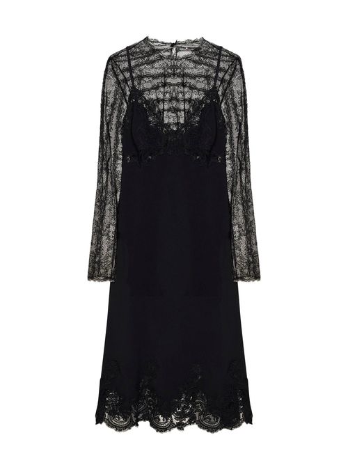 Lace-Trimmed Dress — Black