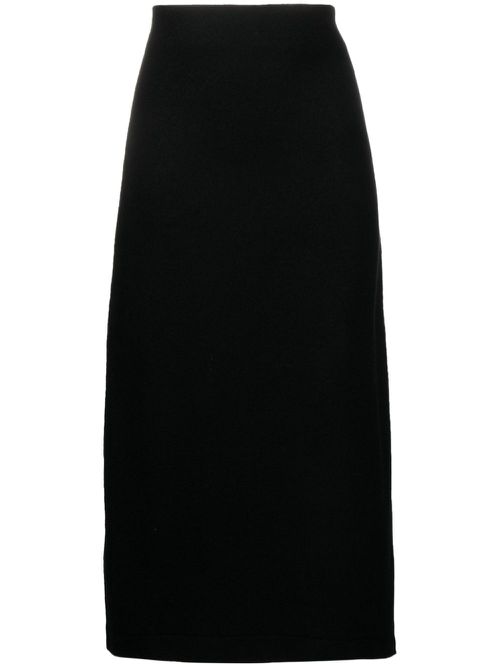 Asymmetric wool midi skirt - Black