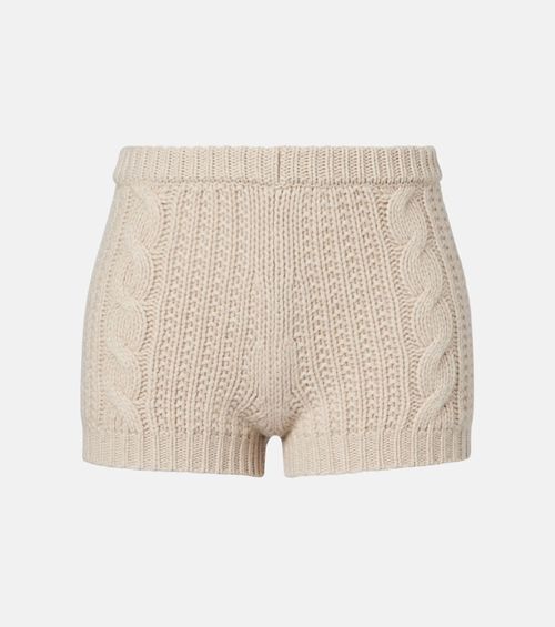 Cable-knit cashmere shorts