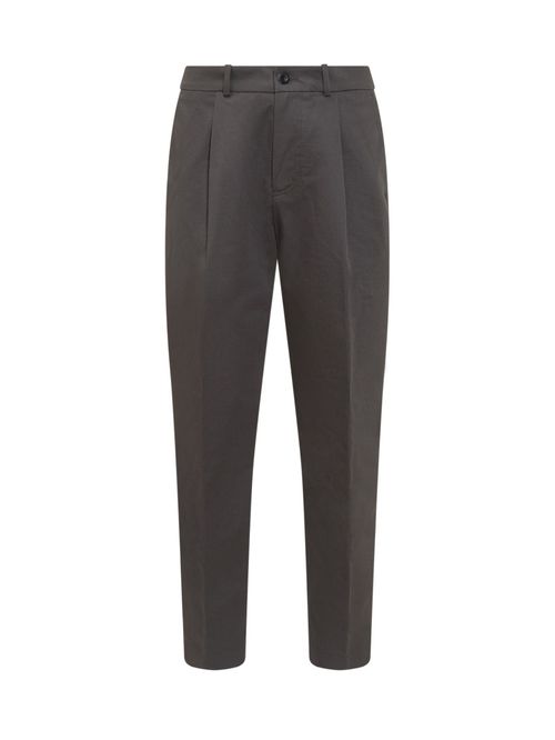 Grey Tapered Pleated Pants