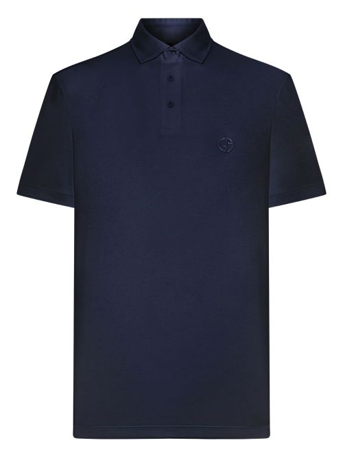 Interlock Cotton Polo Shirt — Navy