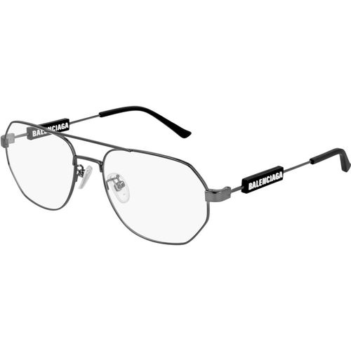 Balenciaga Unisex Balenciaga BB0117O 001 Optical frames Metal Grey Transparent Pilot