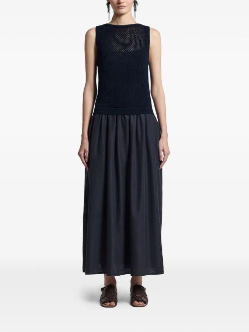 Open-Knit Sleeveless Dress — Navy