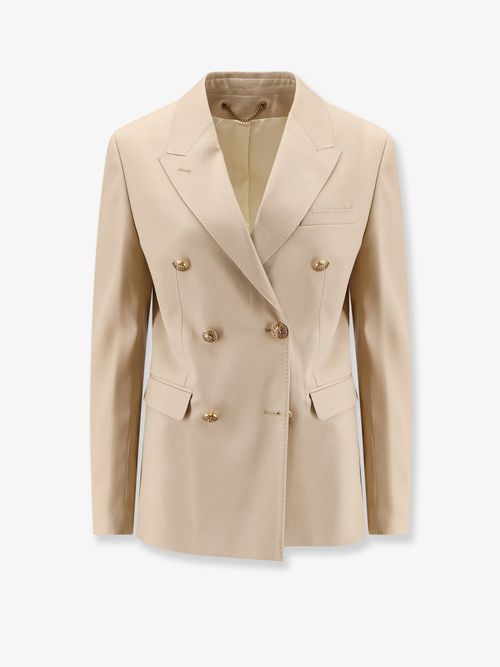 Virgin Wool Double-Breasted Blazer — Beige
