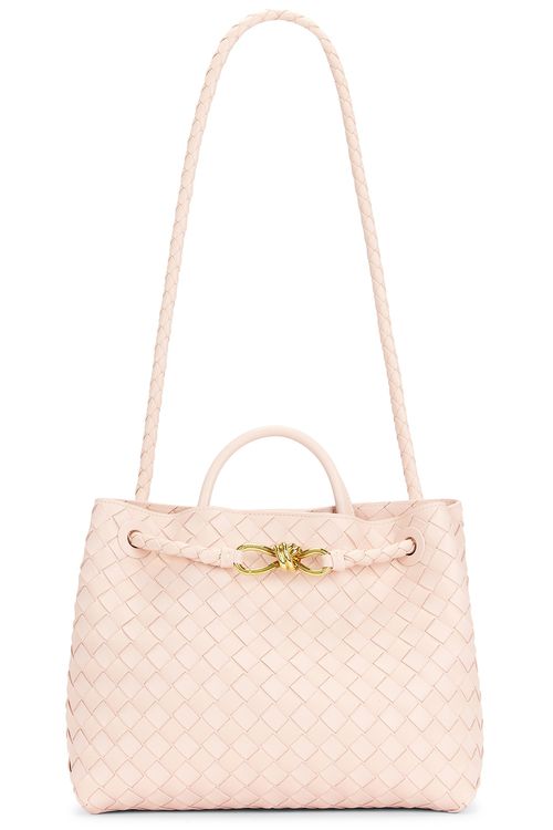 Bottega Veneta Medium Andiamo Bag in Cameo & Muse Brass - Cream. a