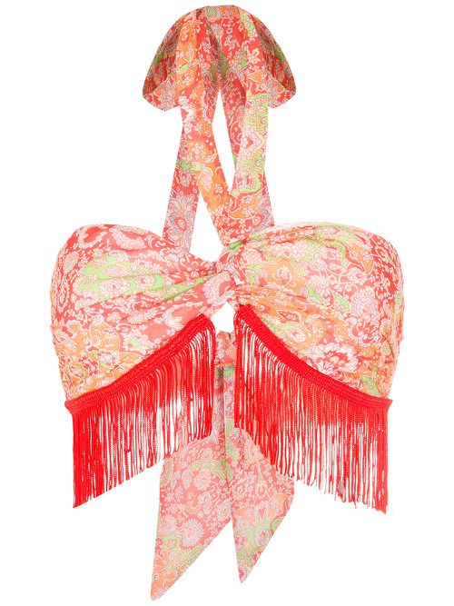 Paisley-print halterneck top - Red