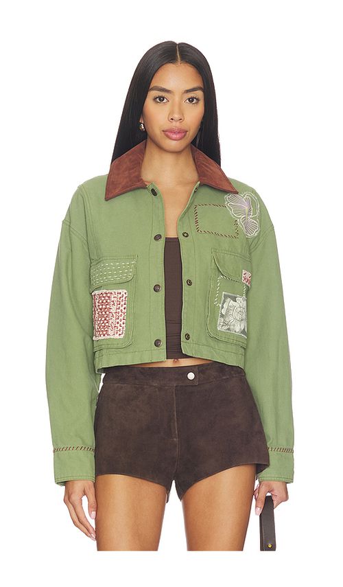 Free People x We The Free Martha Workwear Appliques Jacket in Callisto Green. M also in L, S
