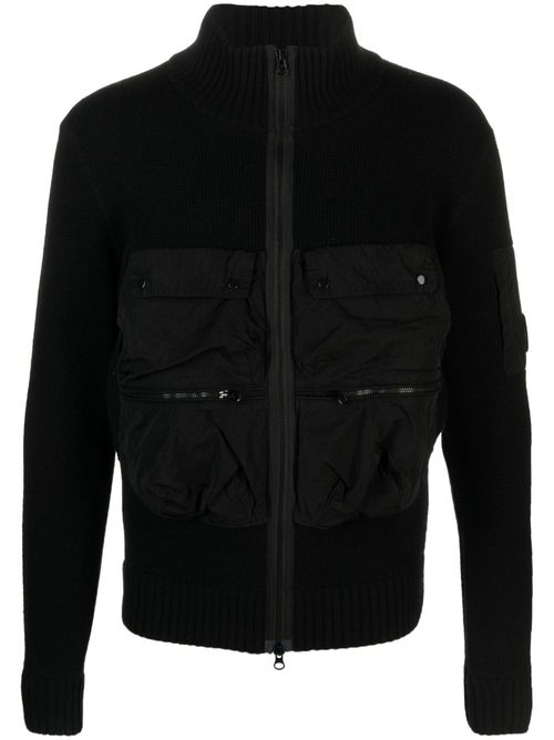 Lens-detail panelled bomber jacket - Black