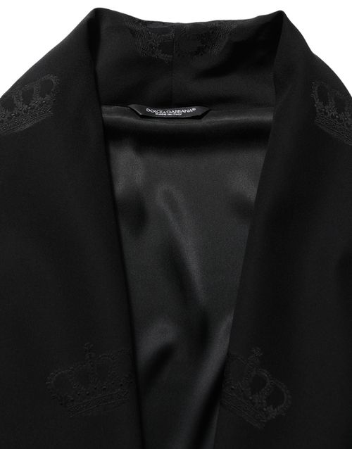 Silk Robe Wrap Coat — Black