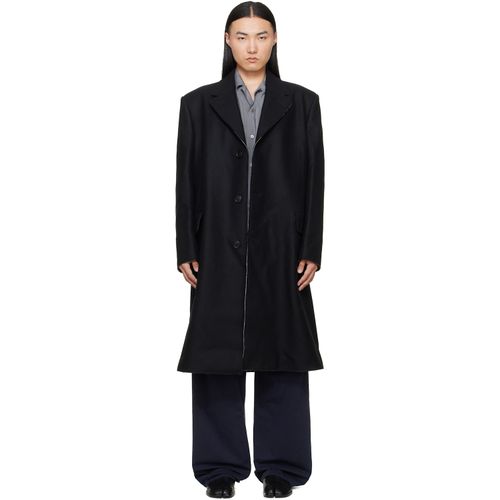 Black Wool Felt Single-Breasted Coat