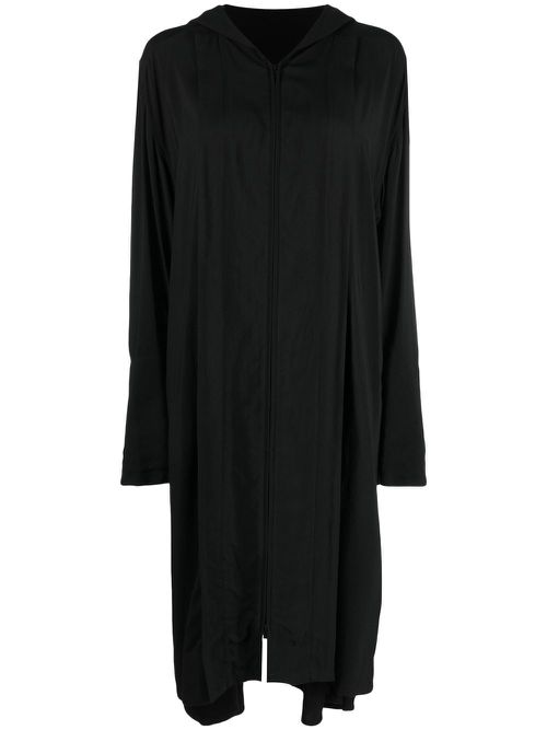 Asymmetric hooded coat - Black