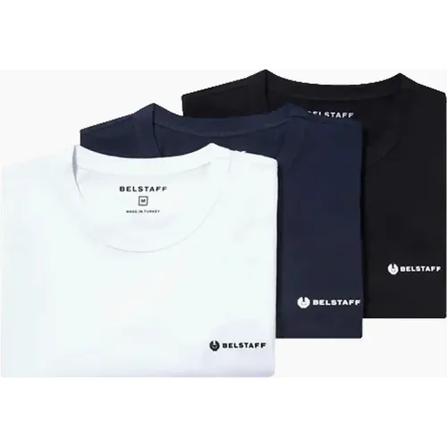Men's BELSTAFF 3 PACK T-SHIRT BLACK/WHITE/NAVY - Blue/White/Black