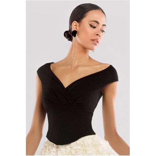 Goddiva Front Pleated Wrap Off The Shoulder Corset