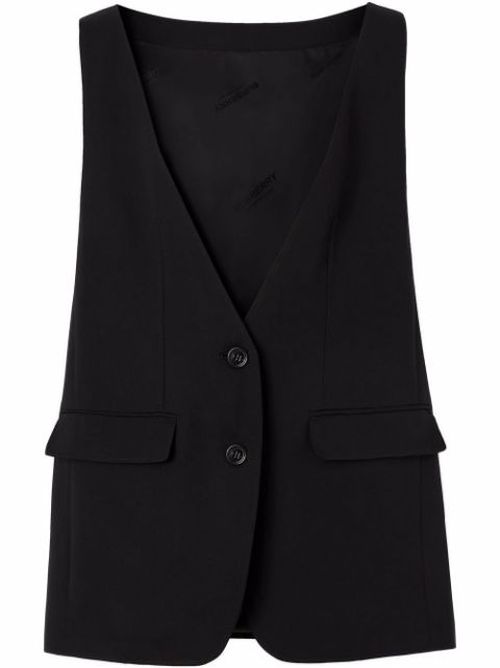 Sleeveless tailored silk jacket