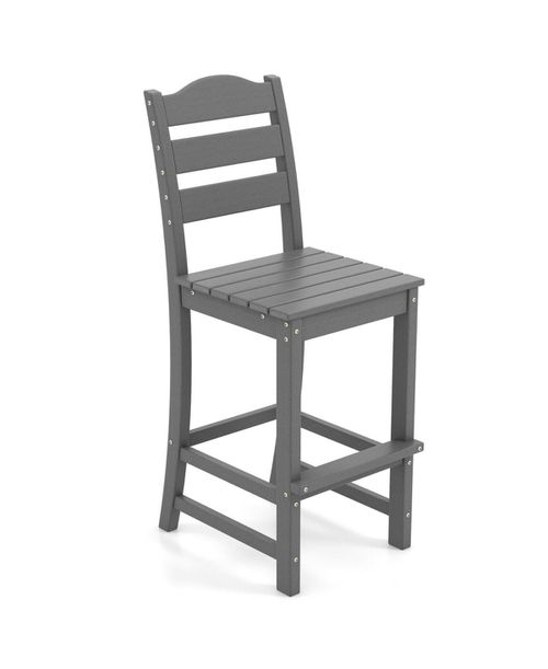 Counter Height Hdpe Bar Stool with Backrest and Footrest - Grey