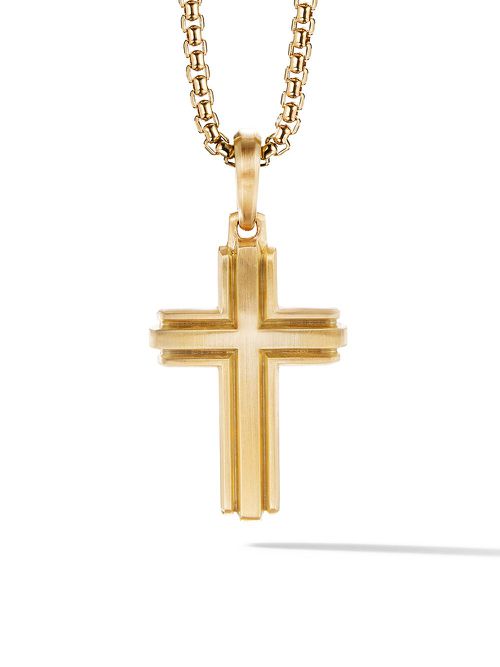 18kt yellow gold Deco Cross pendant