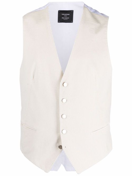 Corduroy single-breasted waistcoat - White