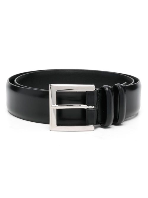 Buckle-fastening leather belt