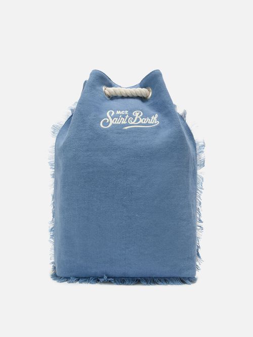 Boat Blue Linen Backpack With Printed Logo - Unisex