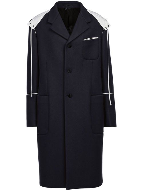 Single-breasted hooded coat - Blue