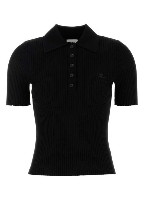 Courreges Knit Polo Shirt — Black