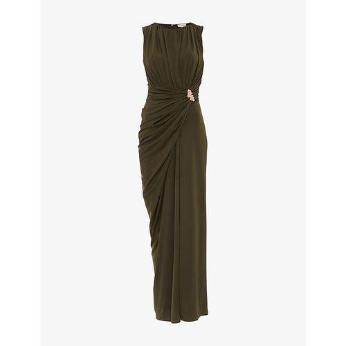 Womens Cassidy Round-Neck Draped Stretch-Woven Maxi Dress
