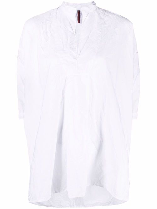Crinkled three-quarter lenght blouse - White