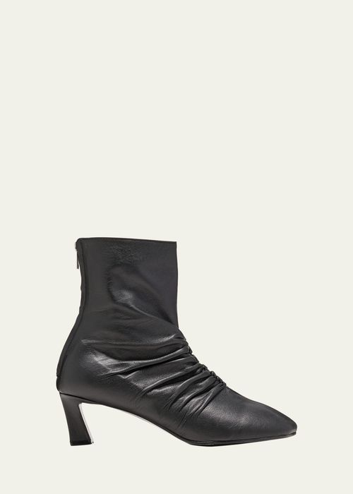 Dasoni Ruched Leather Ankle Booties