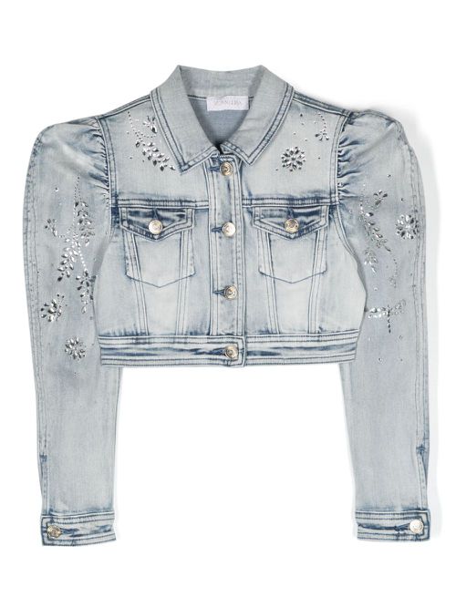 Crystal-embellished denim jacket - Blue