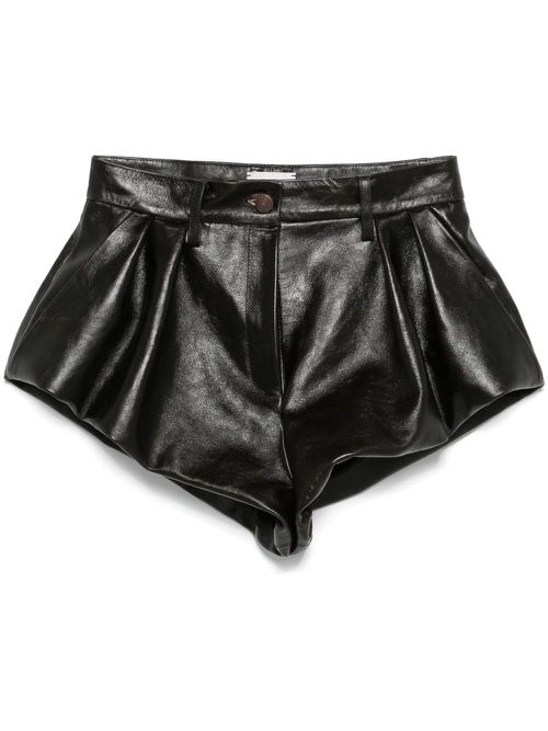 Flared leather shorts - Black