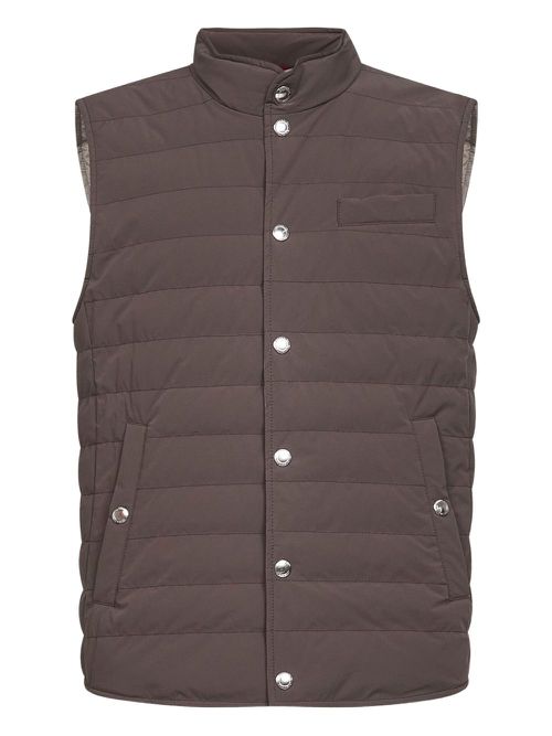 Quilted snap-button gilet - Brown
